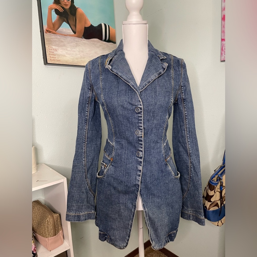 Denim Blazer Jacket - image 1